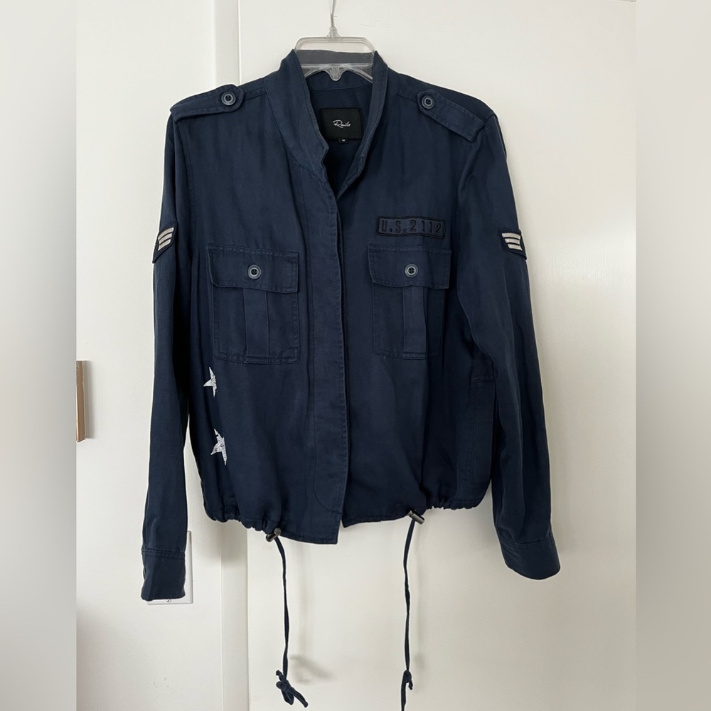 Rails Linen Navy Bomber Jacket
